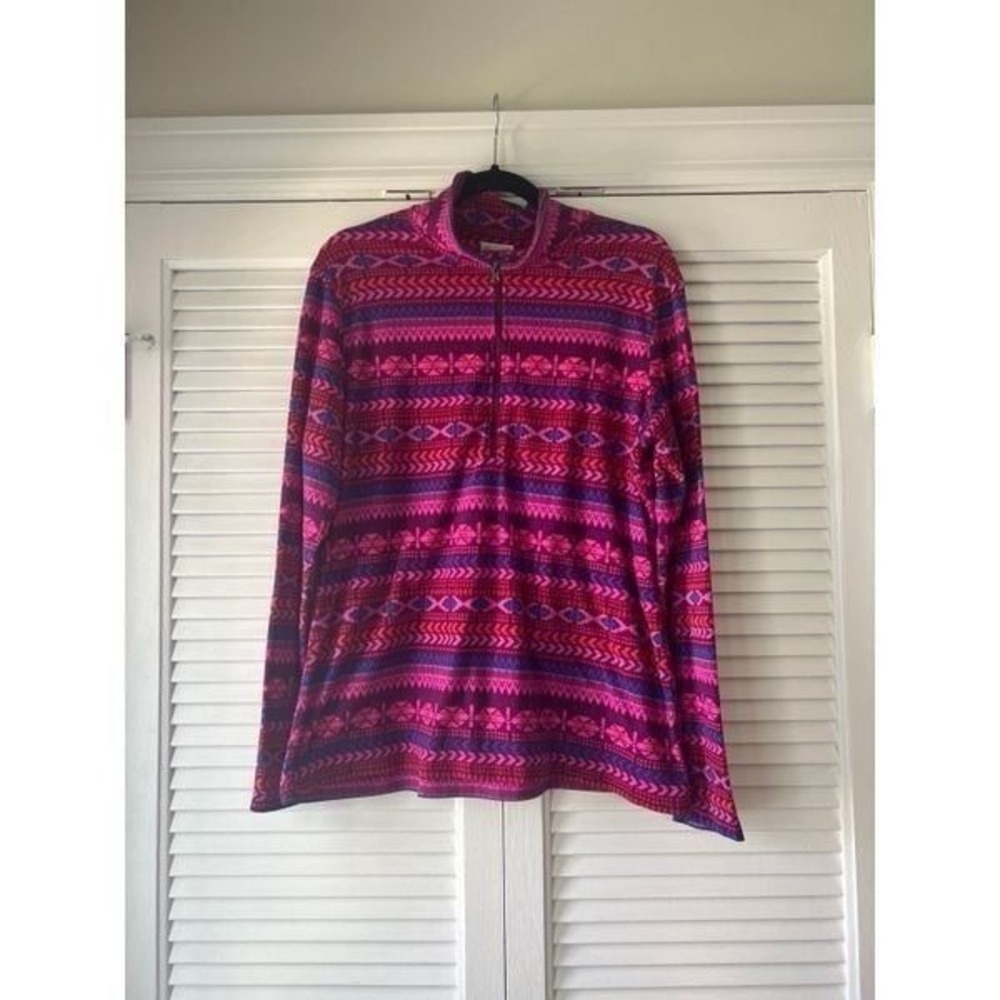 Columbia‎ Fleece Women's Cowl Neck Geometric Print Pullover - Size XL- EUC